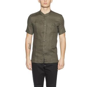 DANIELE ALESSANDRINI Men's Short Sleeve Band Collar Shirt Men GREEN Shirts